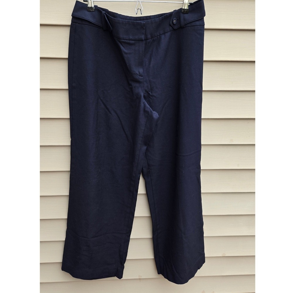 Talbots Navy Blue Stretch Wool Blend Wide Leg Dress Pants Womens 14